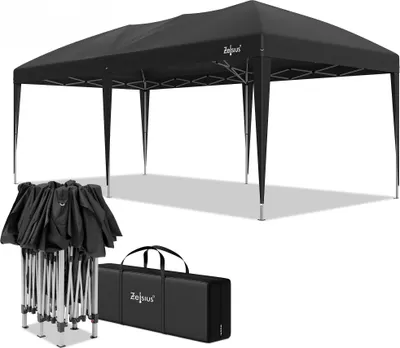 Zdjęcie produktu dla Zelsius Składany pawilon 3 x 6 m, czarny, składany pawilon typu pop-up, namiot ogrodowy, namiot imprezowy z torbą