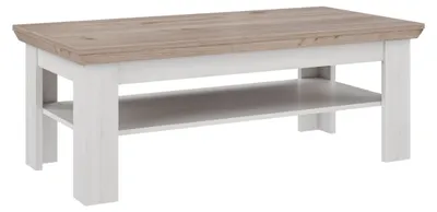Obrázek produktu pro Konferenční stolek >ILOPPA< s odkládací plochou, v barvě sníh / Imitace dub Nelson – 120,6 x 45,3 x 60,4 cm (š x v x h)