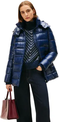 Produktbild von Tommy Hilfiger Damen Pufferjacke Gloss Down Waist mit Stehkragen, Blau (Dark Nig