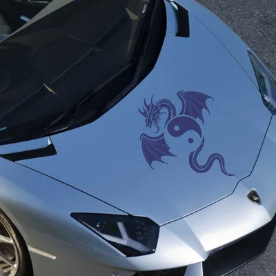 Produktbild von Aufkleber - Autoaufkleber "Yin Yang Drache" 50cm x 40cm königsblau - Tuning Carystyling Heckscheibe Auto