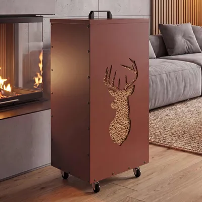 Image de Conteneur à granulés HWC-Q30 Hirsch, boîte de rangement pour granulés, par exemple pour l'alimentation animale, pieds en roulettes, dimensions : 86 x 37 x 37 cm, couleur : cuivrée