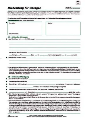 Image de RNK Verlag 553/10 Contrat de location pour garages, 4 pages, plié à DIN A4, 10 pièces