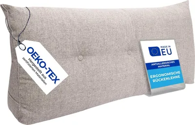 Produktbild von Pillows24 - Rückenkissen für Bett & Sofa mit abnehmbarem, waschbarem Bezug - 120cm breit | Großes Lesekissen - Keilkissen, Grau