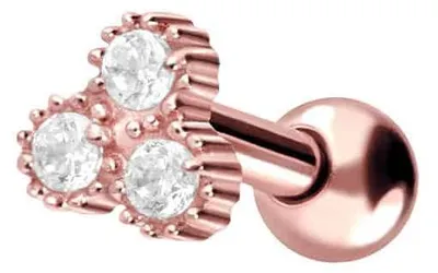 Produktbild von Ohrpiercing Chirurgenstahl Ohrpiercing 3 KRISTALLE