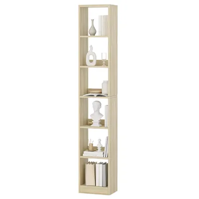 Produktbild von 6-stöckiges Bücherregal Würfelregal, 24x30x183cm, Eichenbeige | Bücherschrank, offenes Regal aus Holz, Aufbewahrung & Präsentation, für Wohnzimmer