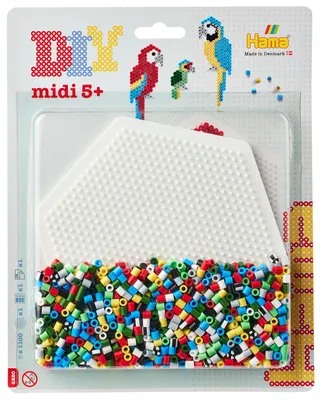 Image de Perles à repasser Hama Midi « Perroquets », 1 100 pièces, sous blister