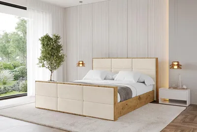 Produktbild von ALTDECOR Polsterbett mit Bettkasten - ENZO1-Z - 140x200 - Beige - Bett mit Matratze H3/H4, Kopfteil und Fußteil, Boxbett, Doppelbett mit Stauraum