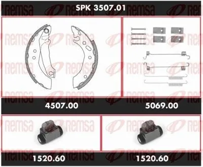 Produktbild von REMSA Bremsensatz Trommelbremse Hinten für FORD Escort VI Schrägheck (GAL, AAL, ABL) SPK 3507.01