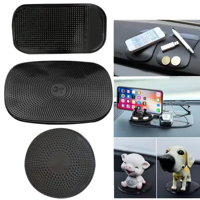 Image de Tapis antidérapants pour voiture, lot de 3, tapis antidérapants pour tableau de bord, support pour smartphone, tapis antidérapants de haute qualité avec support de voiture stable et sans adhésif pour lunettes et téléphone portable.