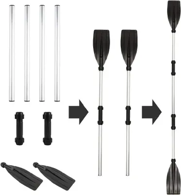 Produktbild von Kajak Padde, Aluminiumlegierung Paddel Verstellbare L?Nge Kanu-Paddel Abnehmbares Kajak Paddel Faltbar Stechpaddel fš¹r Kajak 63*21*8