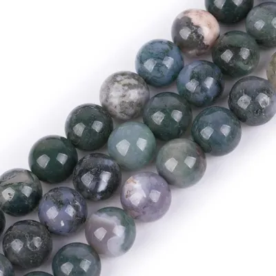 Produktbild von Edelstein Moosachat Perlen Strang 10mm 15 Zoll Schmuckherstellung 38-40 Stück Loch 1mm
