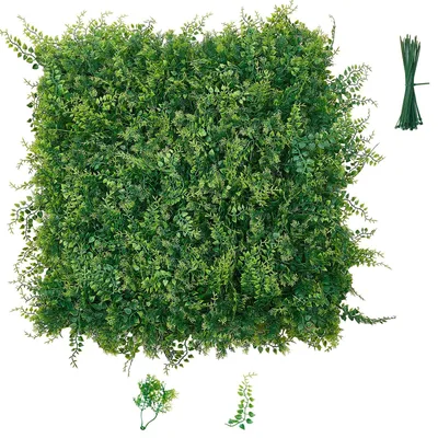Zdjęcie produktu dla Sztuczna ścianka żywopłotowa – zestaw 12 paneli 50 x 50 cm – tworzywo PE – osłona przed wzrokiem i wiatrem – okładzina balkonowa, ogród i podwórko – wesela i przestrzeń zewnętrzna