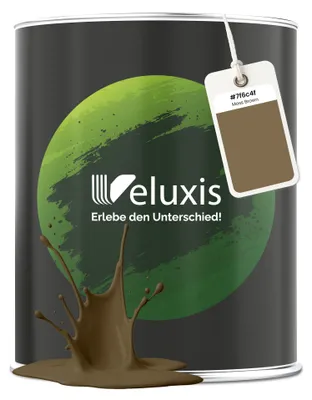 Produktbild von Wandfarbe Braun Grün Beige Matt Innenfarbe – Deckkraft Klasse 1, VOC-frei, Ohne Grundierung, Tropfarm – Wohnzimmer & Schlafzimmer – 2,5L – Veluxis (Moss Brown)