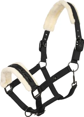 Immagine prodotto di Imperial Riding Halter IRHJewel Softshell nero con pietre glitterate e finta pelliccia, taglia:Pony