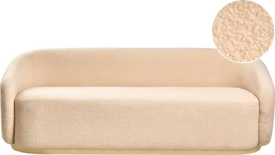 Produktbild von BELIANI Sofa Beige Bouclé Stoff 2-Sitzer Gepolstert mit Goldenem Fuß Modernes Design Couch Wohnzimmermöbel