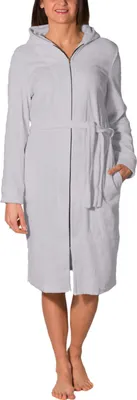 Produktbild von Aquarti Damen Bademantel Morgenmantel mit Reißverschluss Lang, Farbe: Taupe, Größe: XL