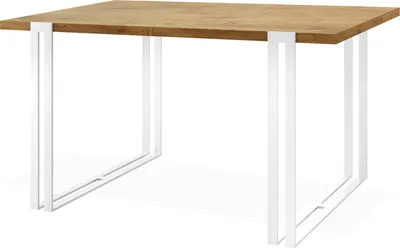 Produktbild von Ausziehbarer Esstisch - Großer Tisch im Loft-Stil mit Weiße Metallbeinen 140 bis 240 cm - Industrietisch für das Wohnzimmer - Spacesaver - Lancelot Eiche - 140 x 80 cm