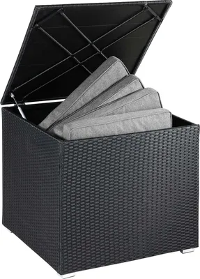 Immagine prodotto di Contenitore da esterno in rattan, nero, 75x75x70 cm, resistente alle intemperie