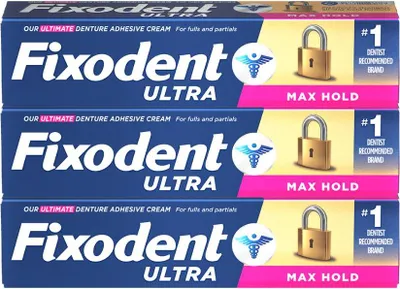 Produktbild von Fixodent Max Hold 3er-Pack | Prothesenhaftcreme 3x62g | Extra Starker Halt