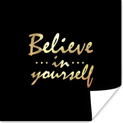Produktbild von MuchoWow® Poster Zitat - Selbstbewusst - Gold 50x50 cm - Wohnzimmerdekoration