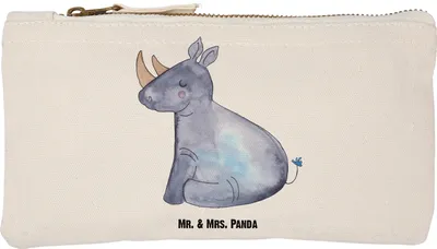 Produktbild von Mr. & Mrs. Panda Kulturbeutel Einhorn Nashorn Größe S Klein - Weiß - Geschenk, Unicorn, Zoo, Etui, Federtasche, Regenbogen, Schlampermäppchen, Mäppchen, Nashörner, Pouch