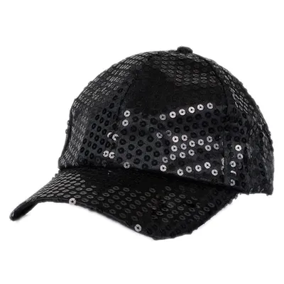 Produktbild von Damen Herren Glitzer Pailletten Baseball Caps Snapback Hüte Party Outdoor Einstellbar-Schwarz