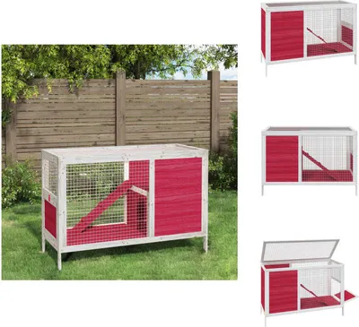 Obrázek produktu pro vidaXL Králíkárna červená 103x44x69,5 cm z masivního borovicového dřeva - Příbytky a výběhy pro malá zvířata