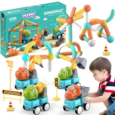 Obrázok produktu pre Magnetické stavebnice Woopie – Dinosaury, 84 ks