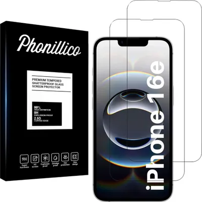 Zdjęcie produktu dla Szkło hartowane do iPhone 16e [2 sztuki] Folia ochronna na ekran odporna na zarysowania Phonillico®
