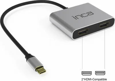 Produktbild von Inca ITPC-4T, USB 3.2 Gen 1 (3.1 Gen 1) Type-C, HDMI, USB 2.0, USB Typ-C, 30 Hz, 3840 x 2160, 3840 x 2160 Pixel, Aluminium