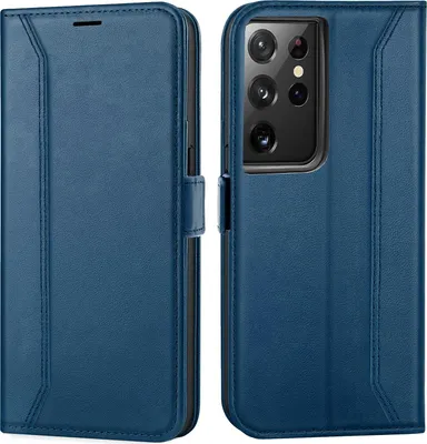 Zdjęcie produktu dla Etui na telefon komórkowy Samsung Galaxy S21 Ultra flip case składane etui ochronne, niebieskie