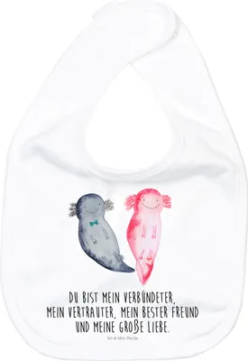 Produktbild von Mr. & Mrs. Panda Schlabberlatz Axolotl Freundin - Weiß - Geschenk, Sabber Lätzchen, Sabberlätzchen, Baumwoll, Schwanzlurch, Valentinstag, Lurch, Für Babys
