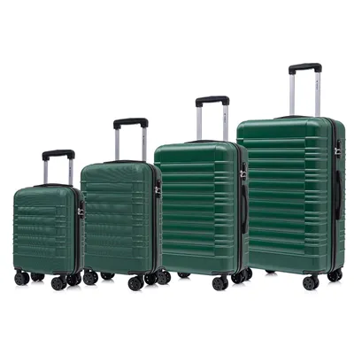 Produktbild von Suitcase Set, Rollkoffer Handgepäck, Kofferset, mit 4 Rollen 360°, Hartschalenreise Zahlenschloss, Weicher Gummigriff (4er Set, S,M,L&XL, Dunkelgrün)