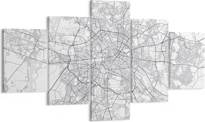 Produktbild von Bild auf Leinwand - Leinwandbild - 5 Teile - Stadt Karte Berlin - 125x70cm - Wand Bild - Wanddeko - Wandbilder - Leinwanddruck - Bilder - Wanddekoration - Leinwand bilder - Wandbild - EA125x70-4681
