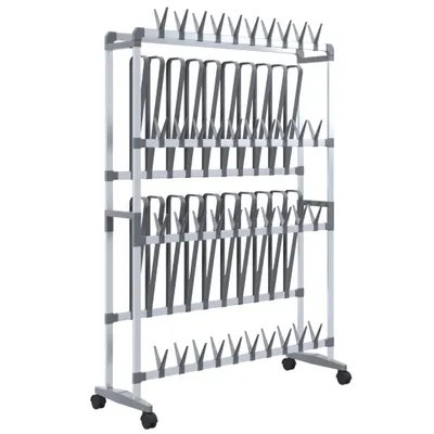 Zdjęcie produktu dla Stojak na buty, z kółkami, srebrny, 89x27x120 cm