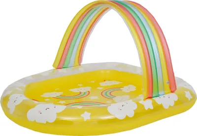 Produktbild von SunClub Planschbecken Regenbogen 144 x 128 x 84 cm mit Wolkenmotiv und aufblasbarem Bogen