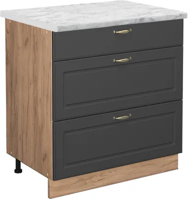 Produktbild von Küchenunterschrank Vicco Fame-Line Anthrazit-Gold 80 cm mit 3 Schubladen, AP Marmor, Model 46645
