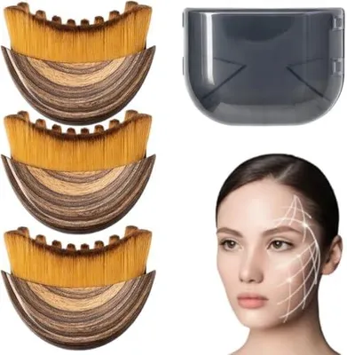 Produktbild von 3-teiliges Bürstenset für Lymphdruckmassage mit Aufbewahrungsbox, Gesichtsbürste und Körperbürste zur Trockenmassage und Konturpflege bei empfindlicher Haut