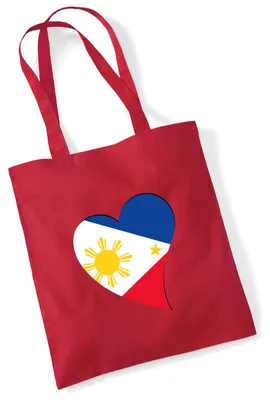 Produktbild von Huuraa Jutebeutel Philippinen Flagge Herz 10 Liter Classic Red Baumwolle Tasche Geschenkidee