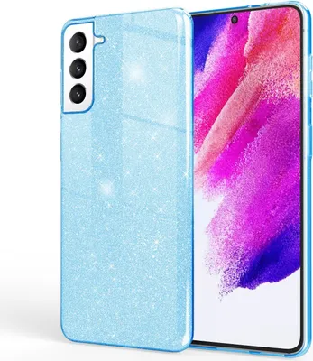 Immagine prodotto di NALIA Robusta Custodia Glitter per Samsung Galaxy S21 FE, Custodia protettiva ibrida Glitter lucida Custodia in silicone rinforzata Azzurro