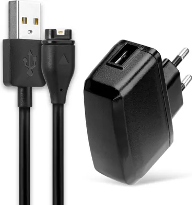 Image de subtel, Chargeur USB pour Garmin Fenix 8 7 Forerunner 265 255 965 955 165 55 Vivoactive 5 Venu 3 3S 2 Enduro 3 – Adaptateur Secteur + Câble de Charge 1m 1A Montre Connectée Smartwatch GPS Fitness
