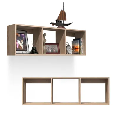 Produktbild von Bücherregal - Wandregal - Hängeregal - Schweberegal - Würfelregal 110x35x20 cm Regal schmal - Deko Wohnzimmer Regal Sonoma Eiche  Pflanzenregal FTS 6