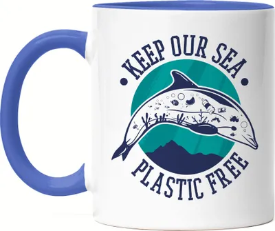 Produktbild von Keep Our Sea Plastic Free Tasse Blau Naturschutz Umweltverschmutzung Tiere Fische Delfin