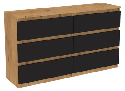 Obrázok produktu pre Komoda "LanceLot" z dubového dreva, čierna, s zásuvkami, výška 140 cm, 6 zásuviek, priestranná. VÝROBCA