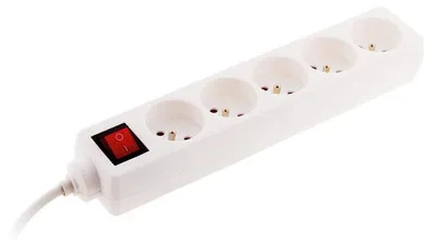 Image de Zenitech - Multiprise à 5 prises avec interrupteur et fiche ultraplate, blanche, 1 m - NF