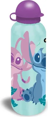 Produktbild von Lilo & Stitch Kinder Wasserflasche 500 ml – Aluminium Flasche für Sport & Freizeit, Schule - Türkis