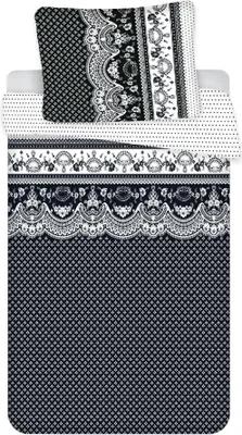 Produktbild von Bettwäscheset - Elegant gemustert in Schwarz & Weiß, 140 x 200 cm + 70 x 90 cm