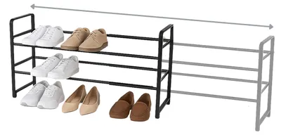 Immagine prodotto di Scarpiera in metallo, estendibile, con 2 ripiani, per 16 paia di scarpe, ideale per ingresso e camera da letto