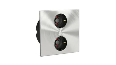 Produktbild von Duplex E Doppelsteckdose aus Edelstahl für den Einbau in eine Arbeitsplatte / Mehrfachsteckdose / Steckdosenverteiler