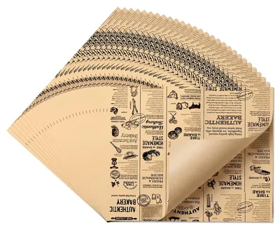 Produktbild von Backpapier in Zeitungsoptik - Fettabweisende Burger-Papierblätter - 50 Stück - 25x25 cm